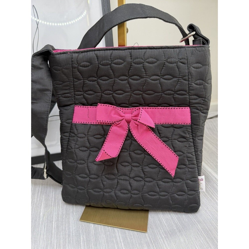 Belvah Quilted Backpack with Straps Black and Pink Smoke Free Home